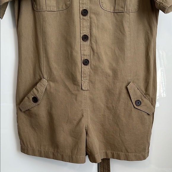 BR Limited Edition Khaki Utility Safari Romper Cotton Linen Jumpsuit, Size 12 - Picture 14 of 15